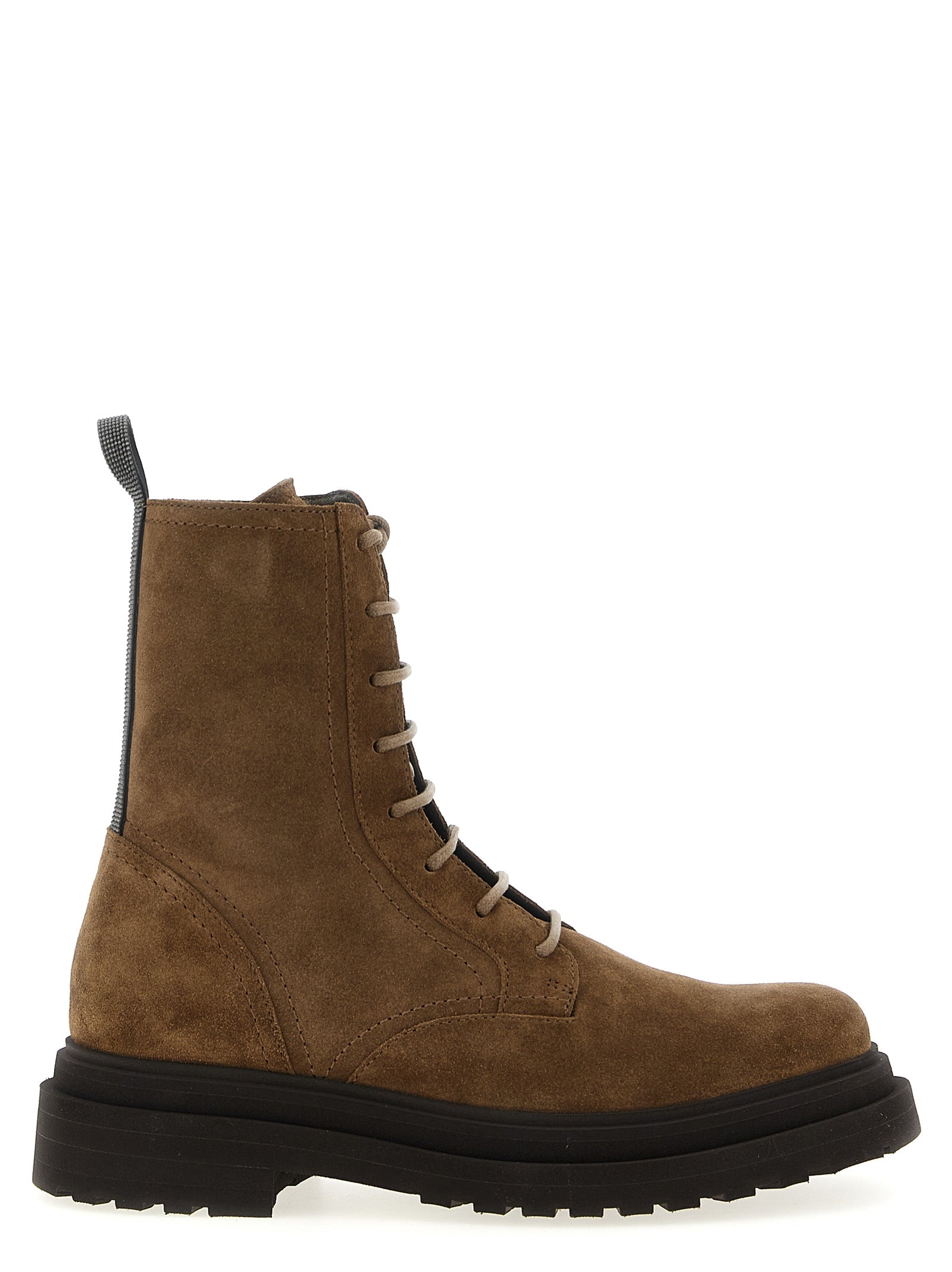 BRUNELLO CUCINELLI - BRUNELLO CUCINELLI - Suede combat boots Monile - Women’s Shoes