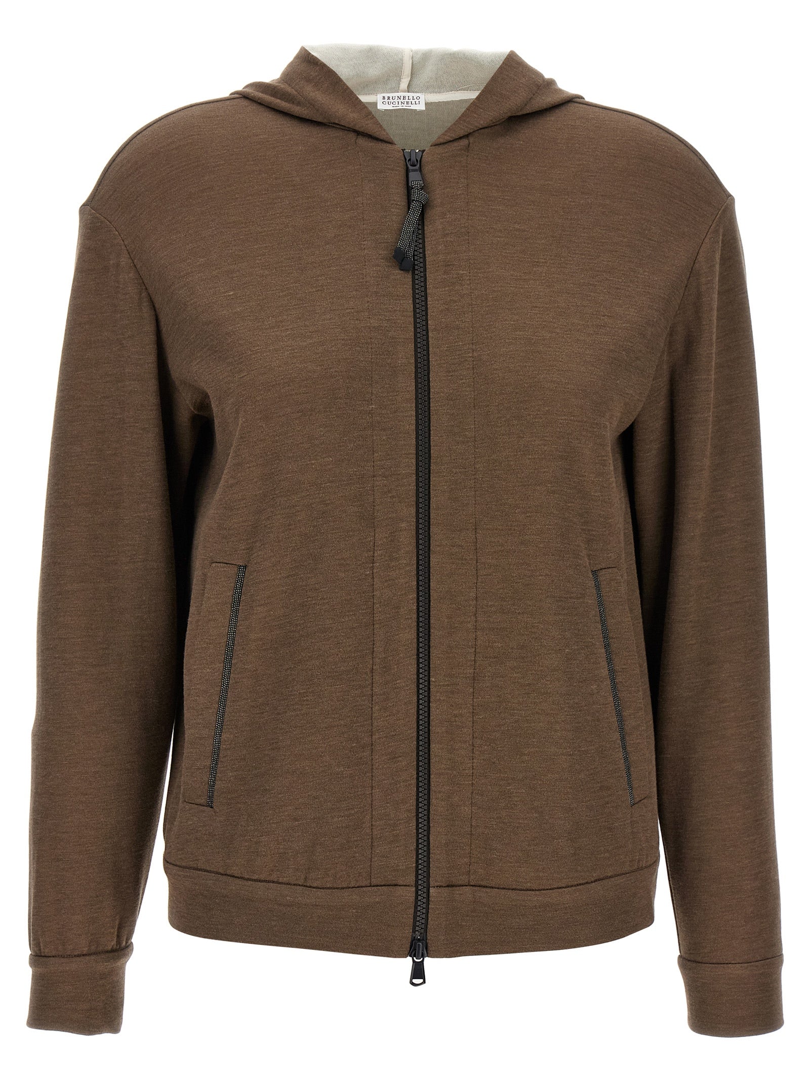 BRUNELLO CUCINELLI - BRUNELLO CUCINELLI - ’Precious Zipper Pull’ hoodie - Women’s Sweatshirts