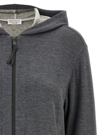 BRUNELLO CUCINELLI - BRUNELLO CUCINELLI - ’Precious Zipper Pull’ Hoodie - Women’s Sweatshirts