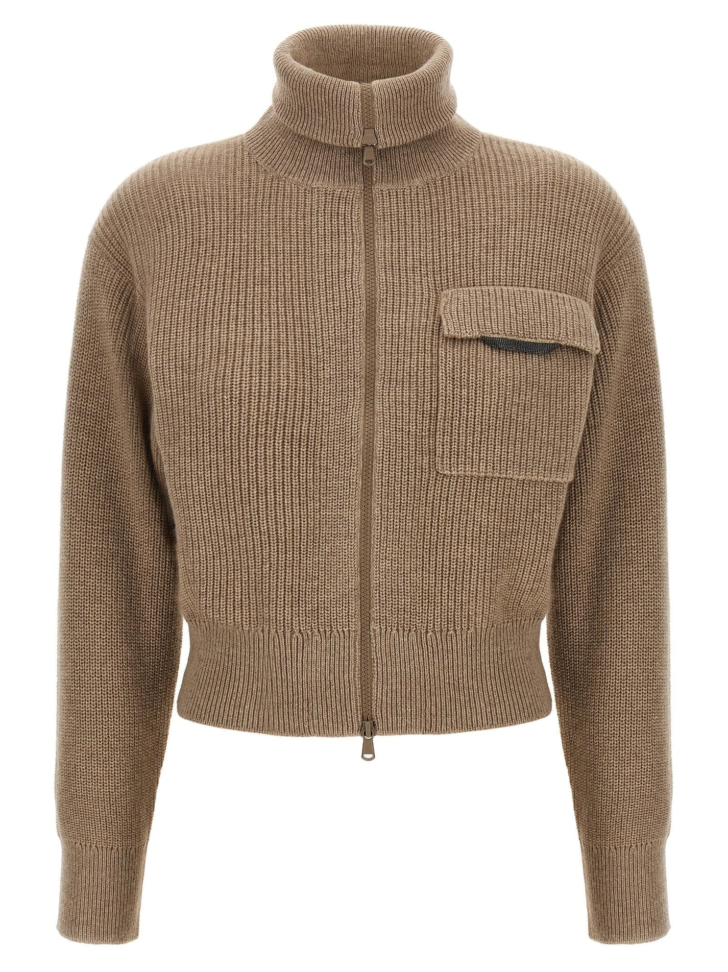 BRUNELLO CUCINELLI - BRUNELLO CUCINELLI - ’Shiny Flap Detail’ cropped cardigan - Women’s Knitwear