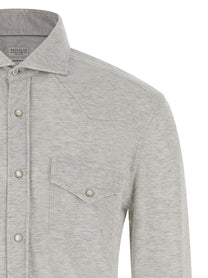BRUNELLO CUCINELLI - BRUNELLO CUCINELLI - Piqué cotton shirt - Men’s Tops