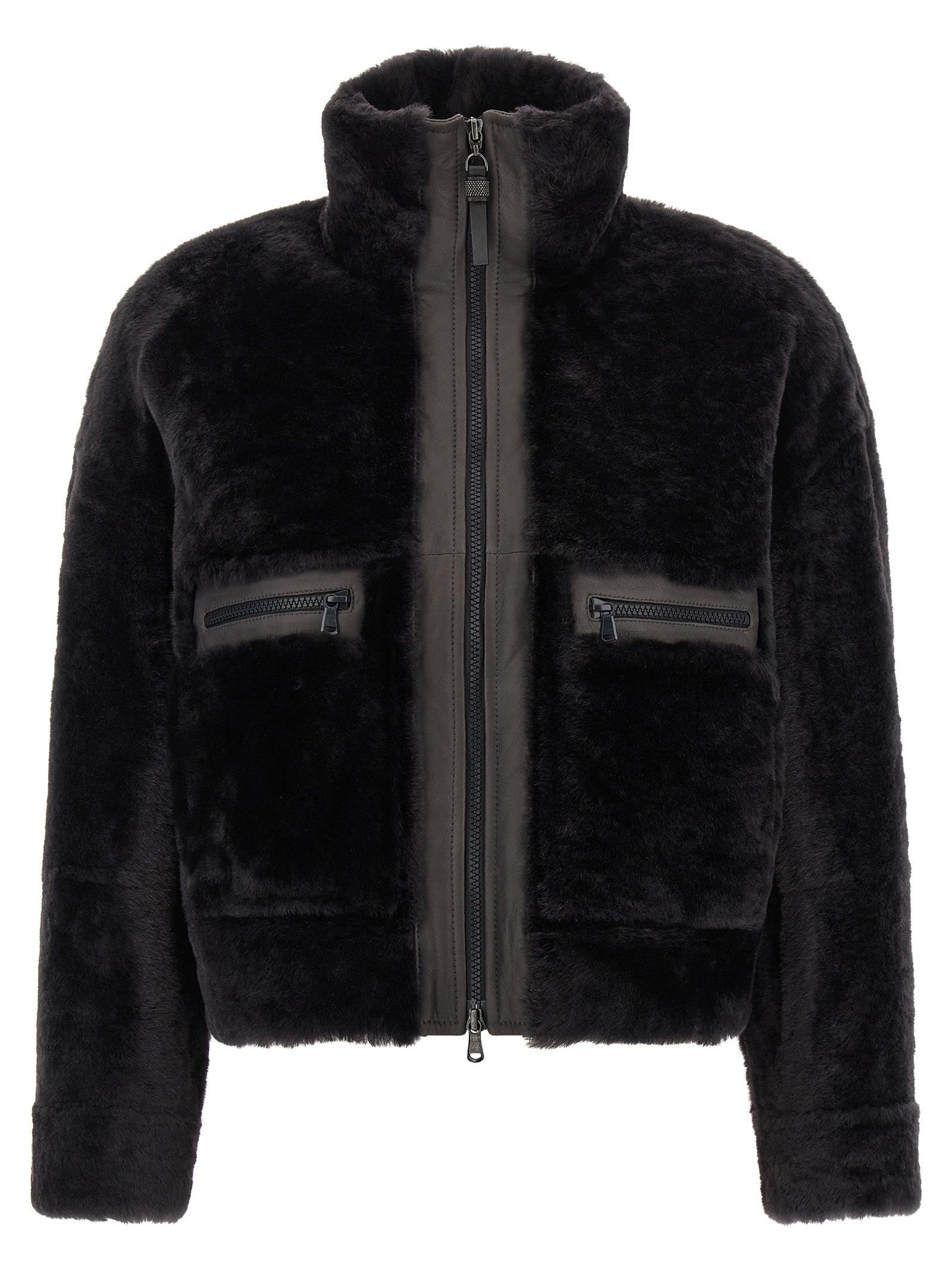 BRUNELLO CUCINELLI - BRUNELLO CUCINELLI - ’Shiny Zipper Pull’ shearling jacket - Women’s Outerwear
