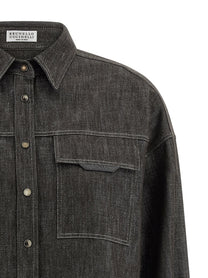 BRUNELLO CUCINELLI - BRUNELLO CUCINELLI - Lamé denim shirt - Women’s Tops
