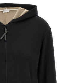BRUNELLO CUCINELLI - BRUNELLO CUCINELLI - ’Precious Zipper Pull’ Hoodie. - Women’s Sweatshirts