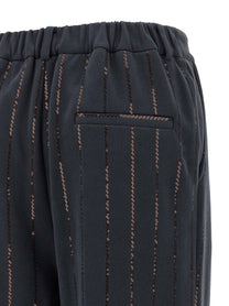BRUNELLO CUCINELLI - BRUNELLO CUCINELLI - ’Dazzling Chalk Stripe Embroidery’ joggers - Women’s Pants