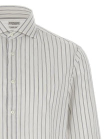 BRUNELLO CUCINELLI - BRUNELLO CUCINELLI - Striped canvas shirt - Men’s Tops
