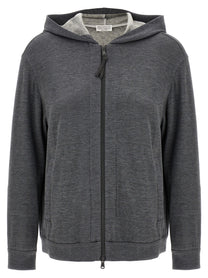 BRUNELLO CUCINELLI - BRUNELLO CUCINELLI - ’Precious Zipper Pull’ Hoodie - Women’s Sweatshirts