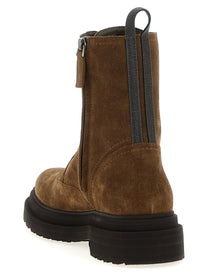 BRUNELLO CUCINELLI - BRUNELLO CUCINELLI - Suede combat boots Monile - Women’s Shoes