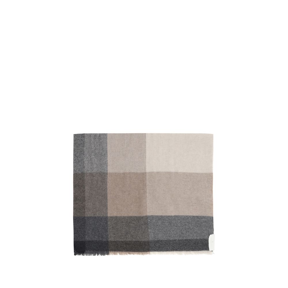 Brunello Cucinelli - Brunello Cucinelli Wool Cashmere Check Scarf