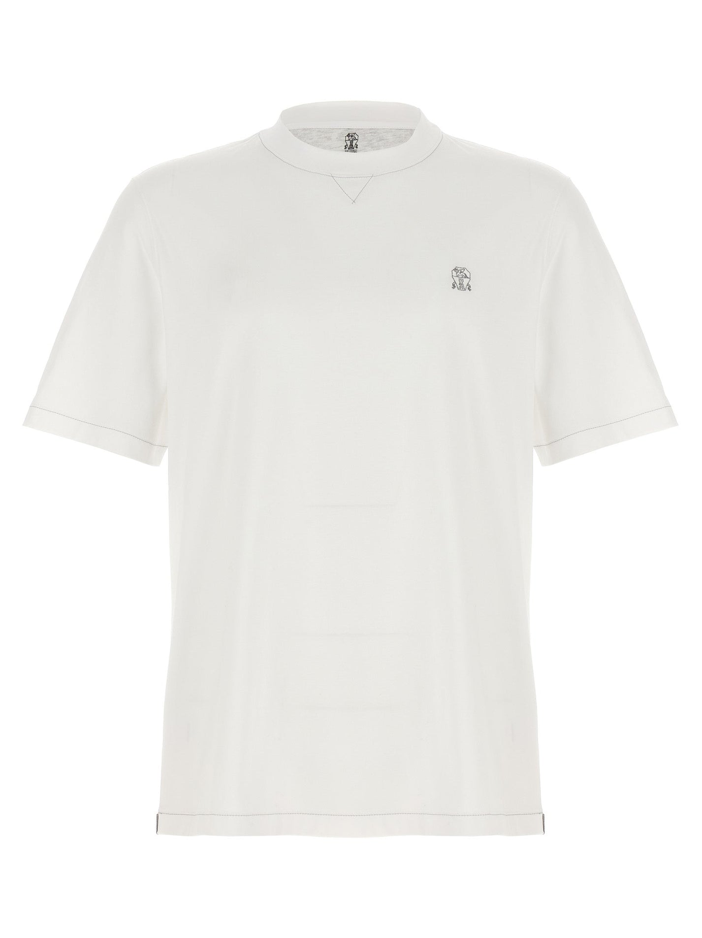 BRUNELLO CUCINELLI - BRUNELLO CUCINELLI - Logo embroidery t-shirt - Men’s Tops