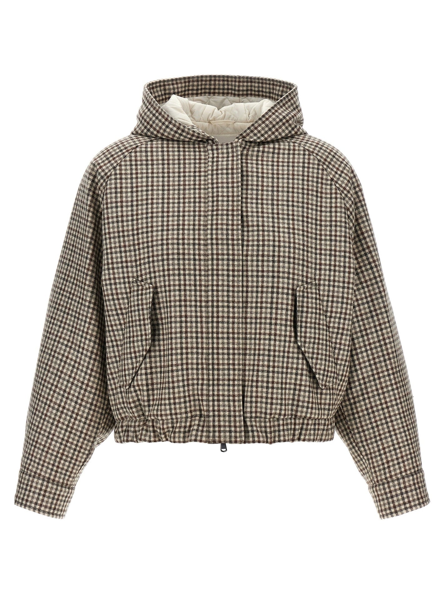 BRUNELLO CUCINELLI - BRUNELLO CUCINELLI - ’Shiny Zipper Pull’ check jacket - Women’s Outerwear