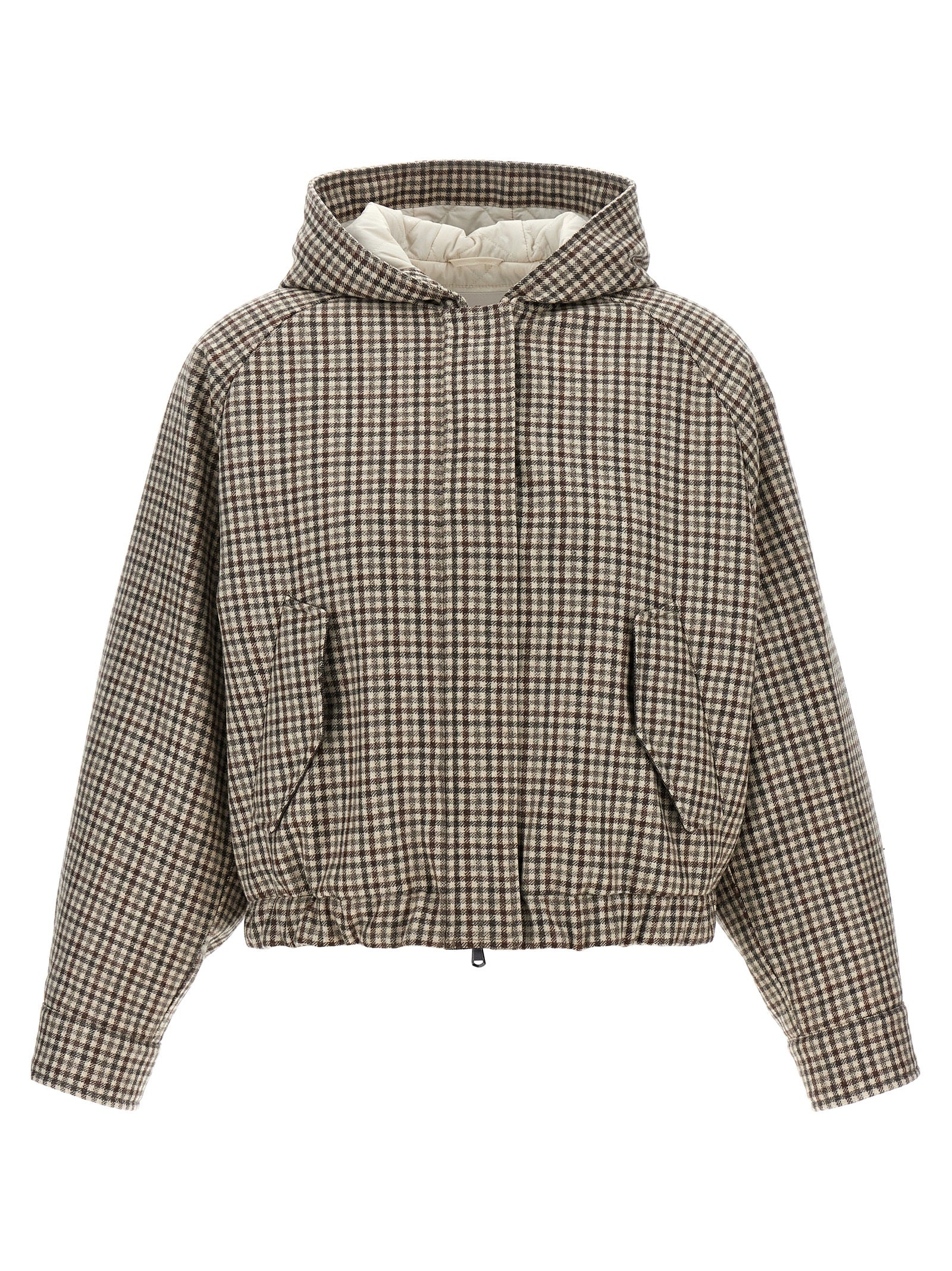 BRUNELLO CUCINELLI - BRUNELLO CUCINELLI - ’Shiny Zipper Pull’ check jacket - Women’s Outerwear