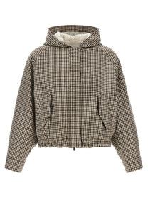 BRUNELLO CUCINELLI - BRUNELLO CUCINELLI - ’Shiny Zipper Pull’ check jacket - Women’s Outerwear
