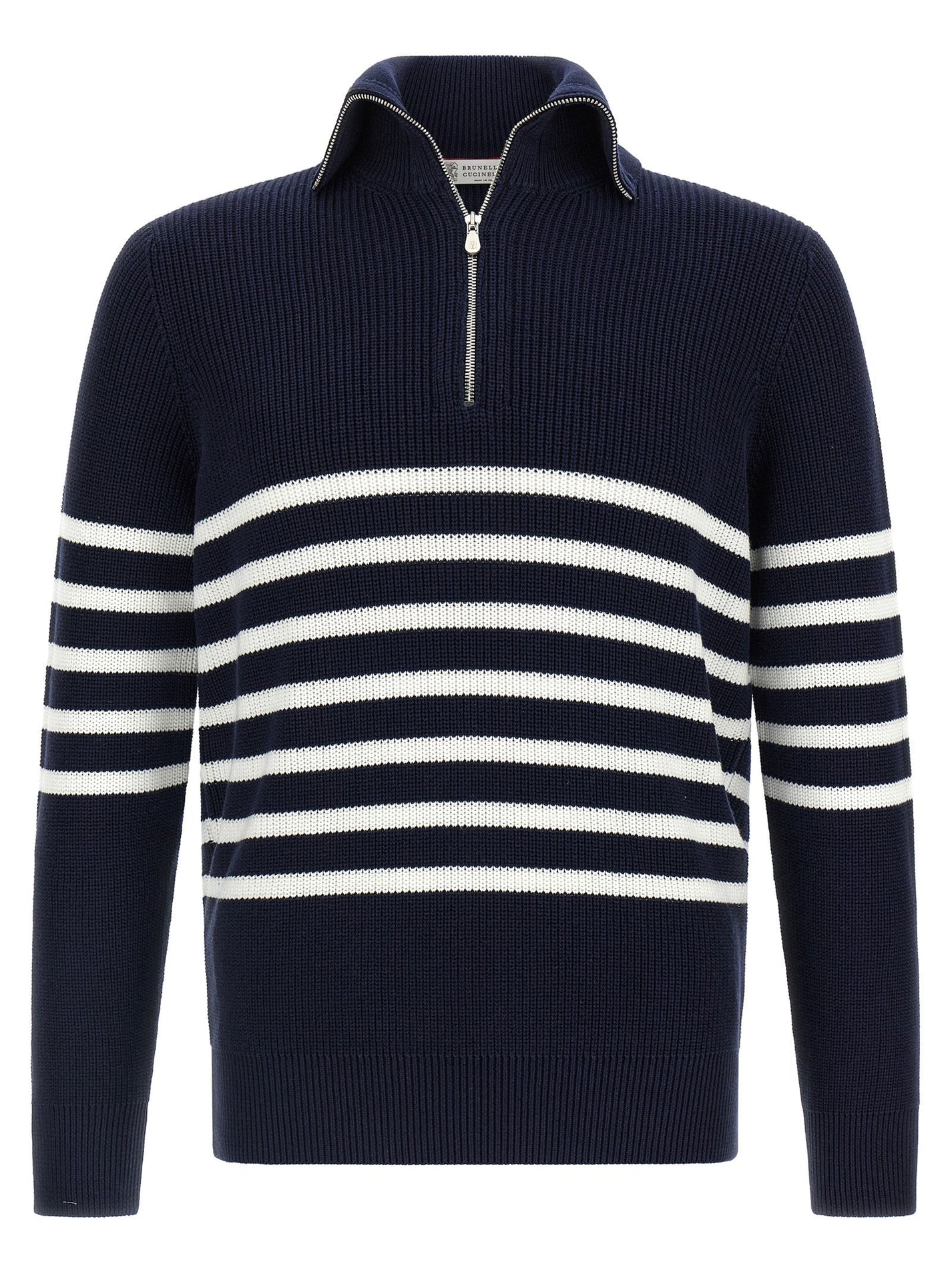 BRUNELLO CUCINELLI - BRUNELLO CUCINELLI - English half-ribbed sweater - Men’s Knitwear