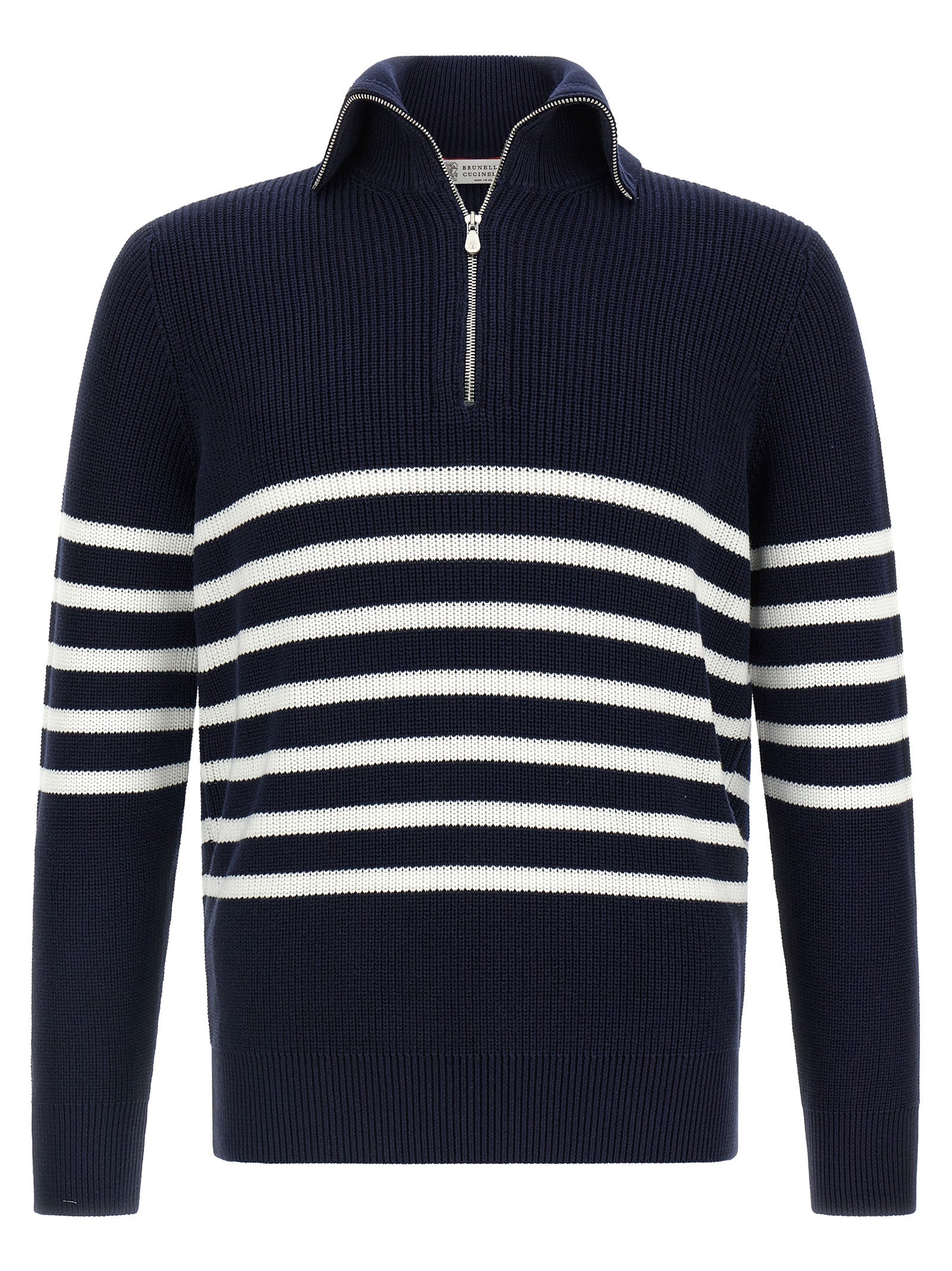 BRUNELLO CUCINELLI - BRUNELLO CUCINELLI - English half-ribbed sweater - Men’s Knitwear