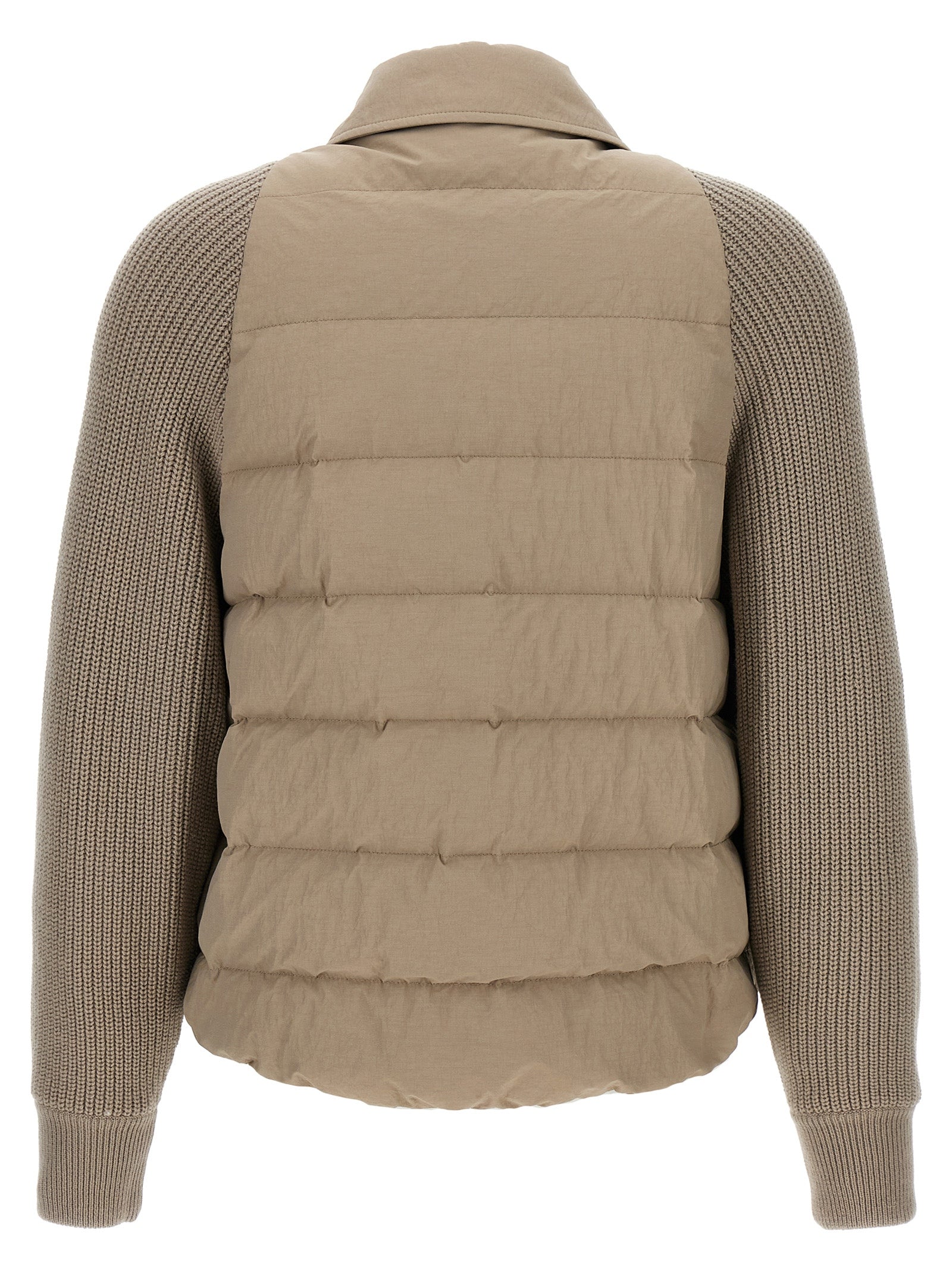 BRUNELLO CUCINELLI - BRUNELLO CUCINELLI - Two-material ’Shiny Flap Detail’ down jacket - Women’s Outerwear