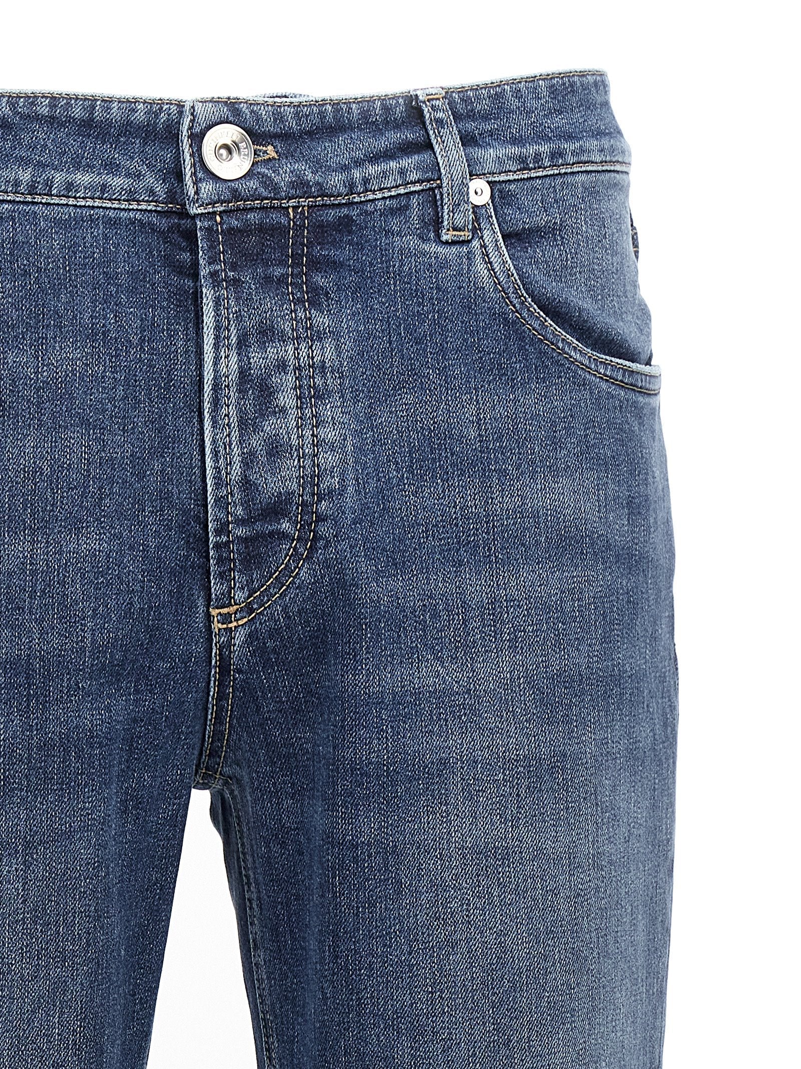 BRUNELLO CUCINELLI - BRUNELLO CUCINELLI - Logo embroidery stretch jeans - Men’s Clothing