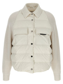 BRUNELLO CUCINELLI - BRUNELLO CUCINELLI - Two-material ’Shiny Flap Detail’ down jacket - Women’s Outerwear