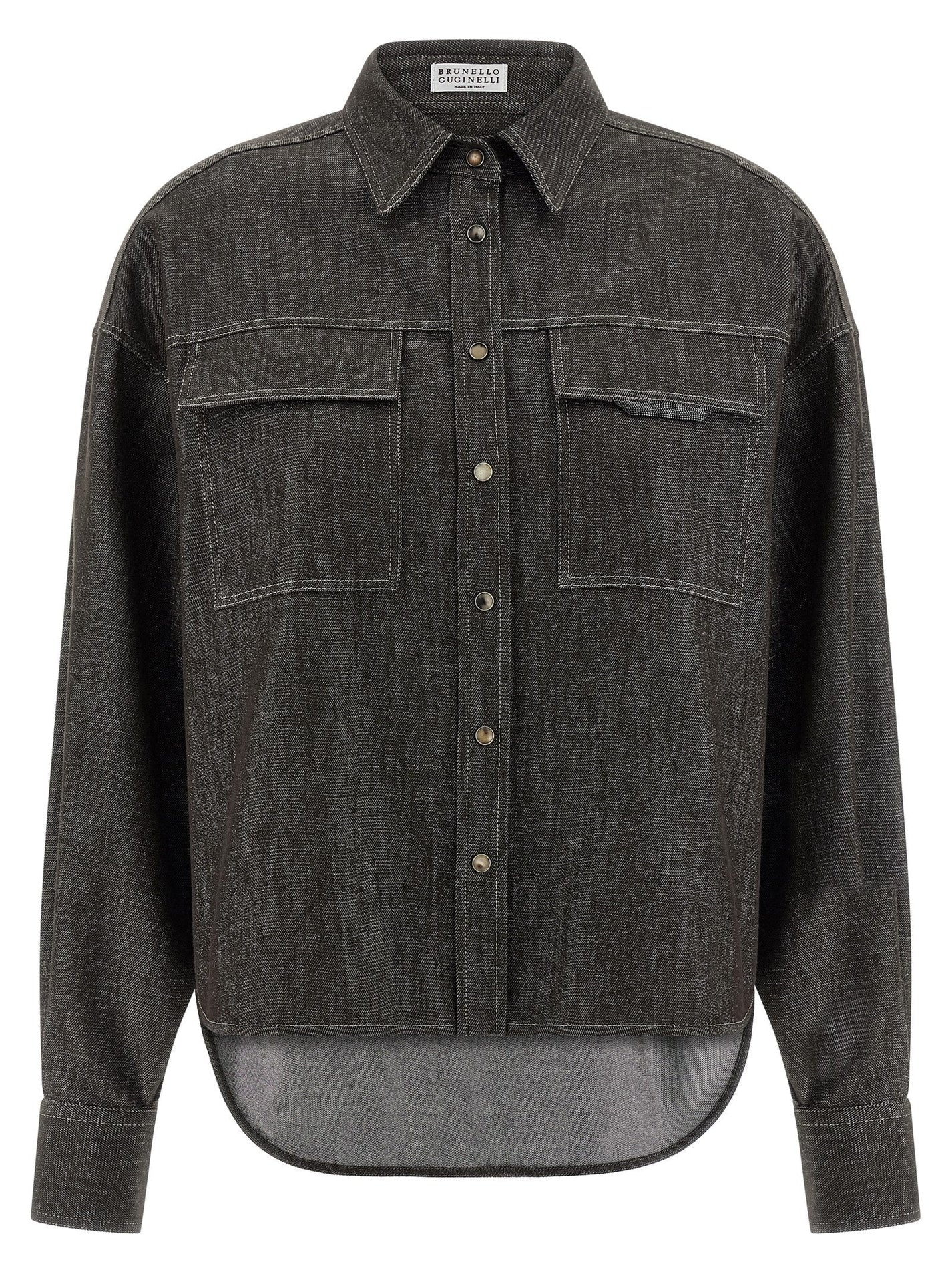 BRUNELLO CUCINELLI - BRUNELLO CUCINELLI - Lamé denim shirt - Women’s Tops