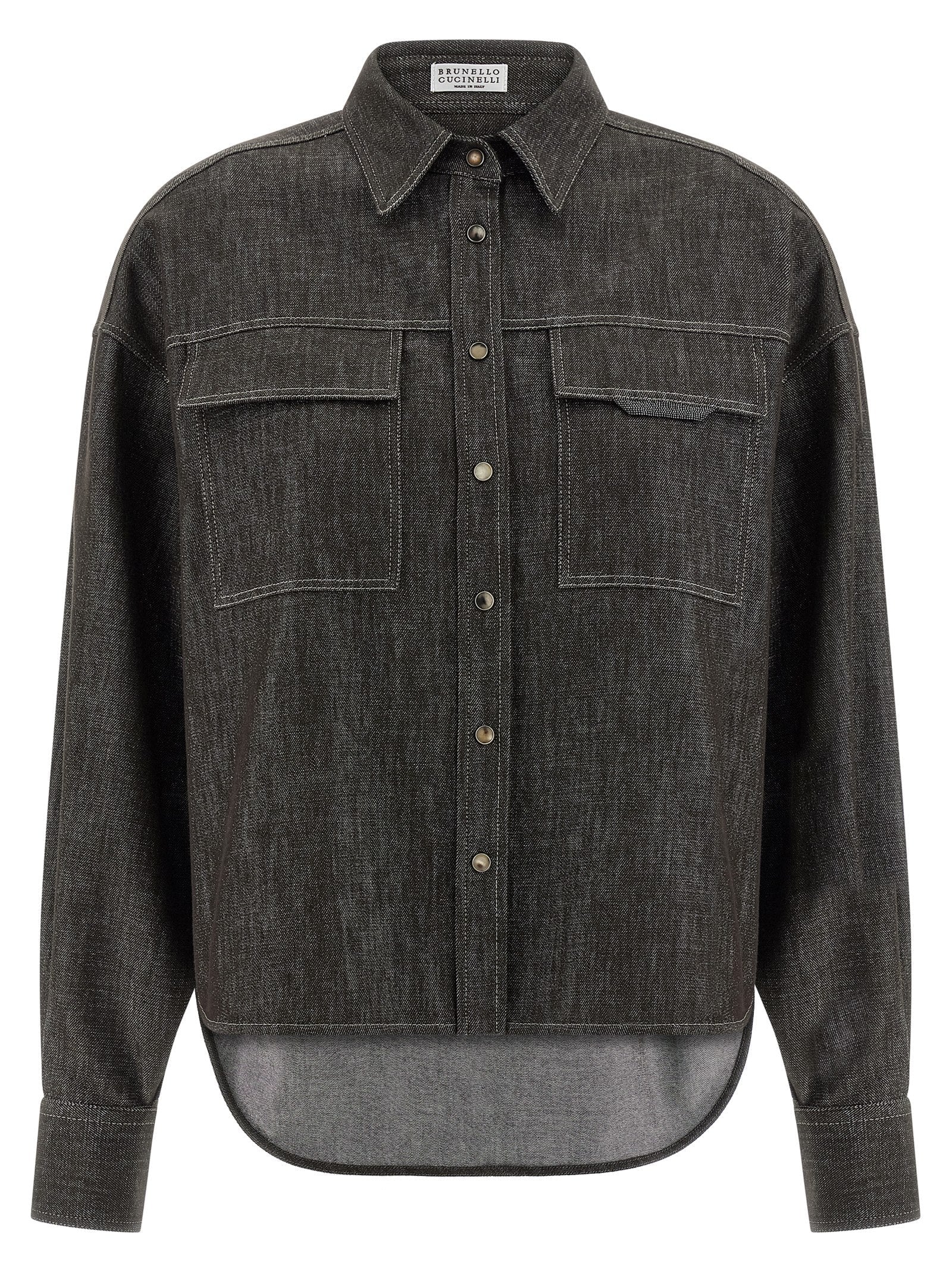 BRUNELLO CUCINELLI - BRUNELLO CUCINELLI - Lamé denim shirt - Women’s Tops