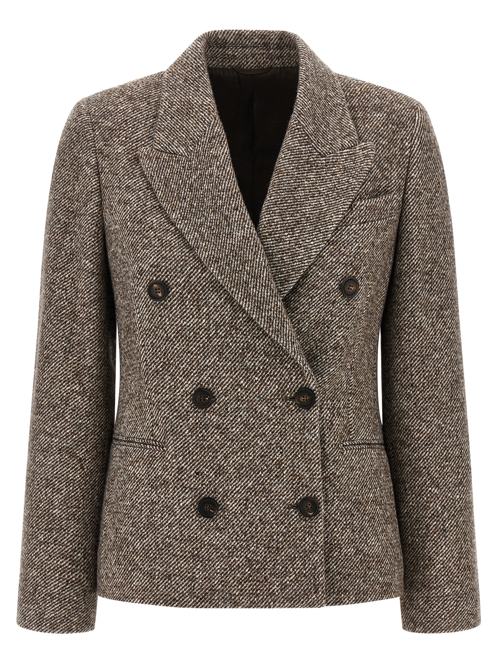 BRUNELLO CUCINELLI - BRUNELLO CUCINELLI - Double-breasted silk blend blazer - Women’s Clothing