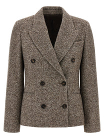 BRUNELLO CUCINELLI - BRUNELLO CUCINELLI - Double-breasted silk blend blazer - Women’s Clothing