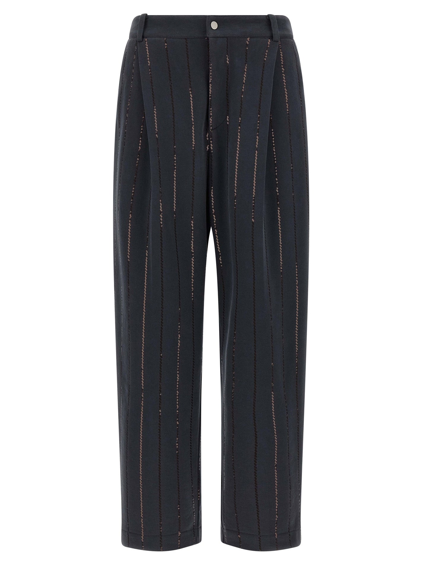 BRUNELLO CUCINELLI - BRUNELLO CUCINELLI - ’Dazzling Chalk Stripe Embroidery’ joggers - Women’s Pants