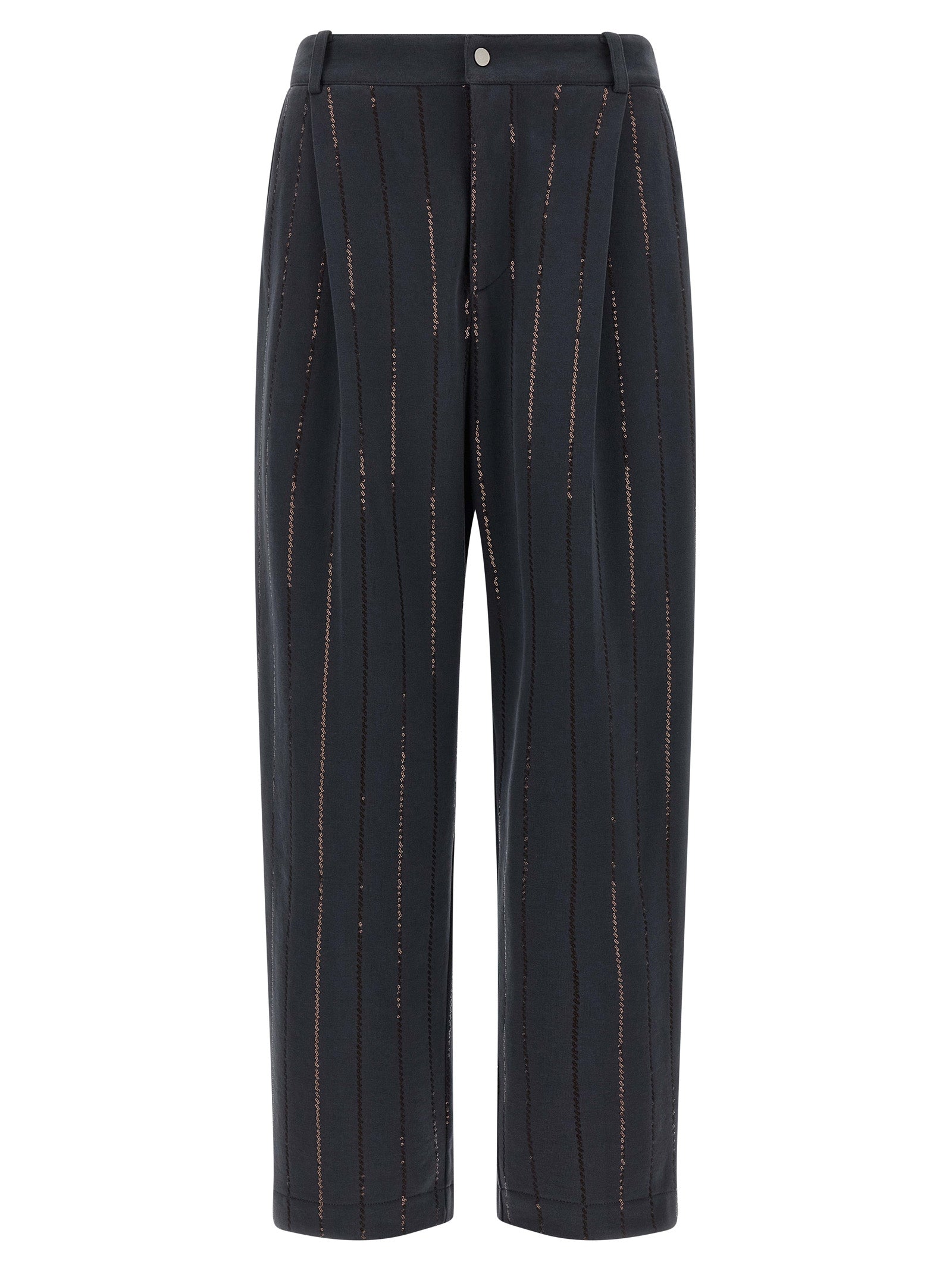 BRUNELLO CUCINELLI - BRUNELLO CUCINELLI - ’Dazzling Chalk Stripe Embroidery’ joggers - Women’s Pants