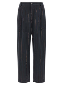 BRUNELLO CUCINELLI - BRUNELLO CUCINELLI - ’Dazzling Chalk Stripe Embroidery’ joggers - Women’s Pants