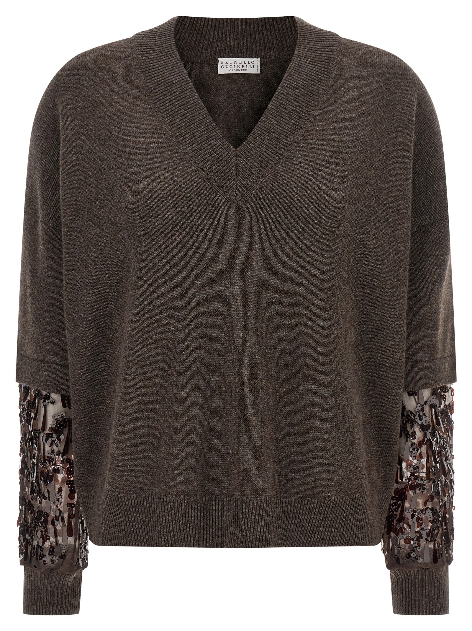 BRUNELLO CUCINELLI - BRUNELLO CUCINELLI - Sequin sleeve sweater - Women’s Knitwear