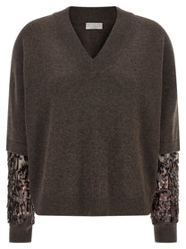 BRUNELLO CUCINELLI - BRUNELLO CUCINELLI - Sequin sleeve sweater - Women’s Knitwear