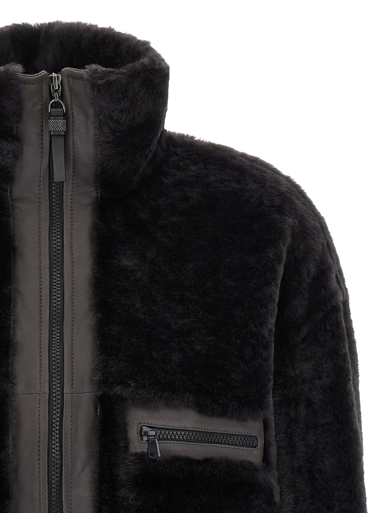 BRUNELLO CUCINELLI - BRUNELLO CUCINELLI - ’Shiny Zipper Pull’ shearling jacket - Women’s Outerwear