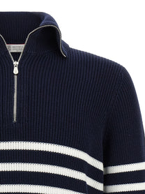 BRUNELLO CUCINELLI - BRUNELLO CUCINELLI - English half-ribbed sweater - Men’s Knitwear
