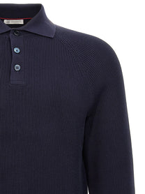 BRUNELLO CUCINELLI - BRUNELLO CUCINELLI - Ribbed polo shirt - Men’s Tops