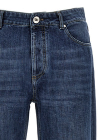 BRUNELLO CUCINELLI - BRUNELLO CUCINELLI - Logo embroidery jeans - Men’s Bottoms