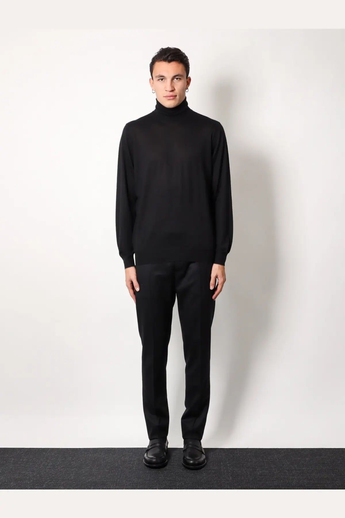 Brunello Cucinelli Men's Cashmere and Silk Turtleneck Black, view 3