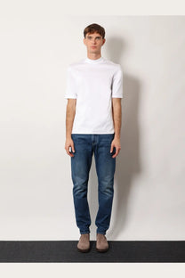Brunello Cucinelli men’s white cotton short-sleeved turtleneck shirt ideal for stylish casual wear