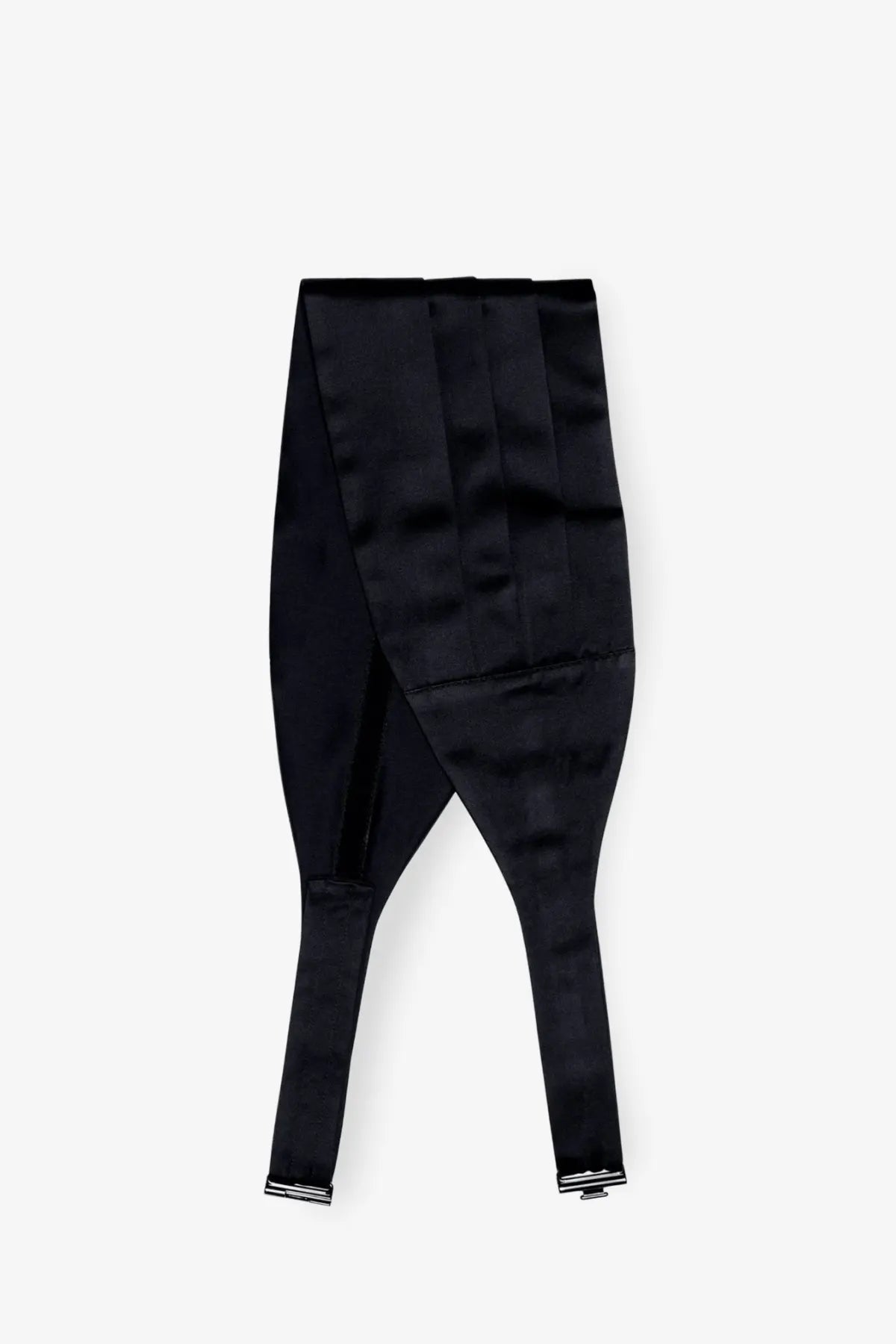 Black satin bow tie with sleek formal design and metallic clasps paired with brunello cucinelli men’s cotton and silk cummerbund notte