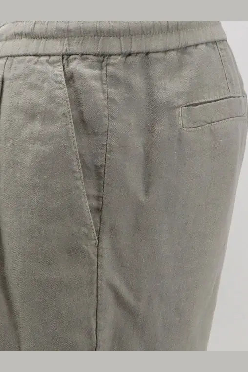 Brunello cucinelli men’s gray linen joggers with relaxed fit and elastic waistband for casual comfort