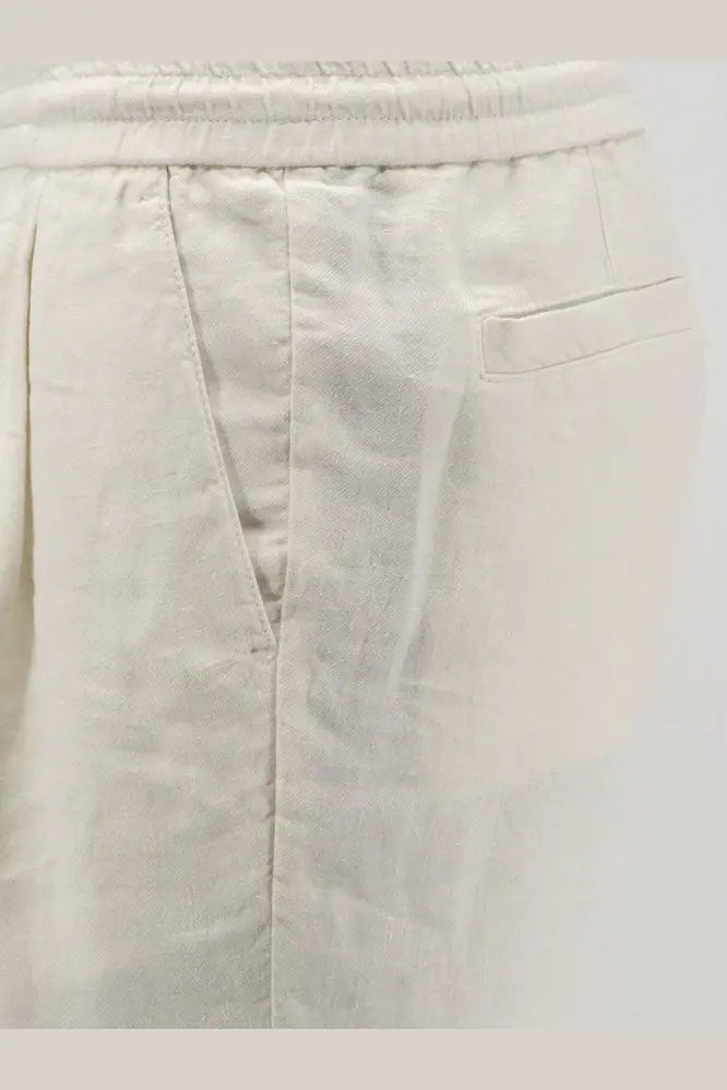Beige linen trousers with a relaxed fit and subtle pleats by brunello cucinelli men in linen bermuda shorts white collection