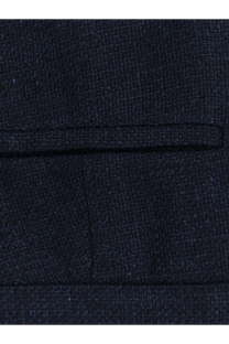 Dark navy woolen blazer with subtle textured weave and single welt pocket from brunello cucinelli men’s linen and wool suit blue