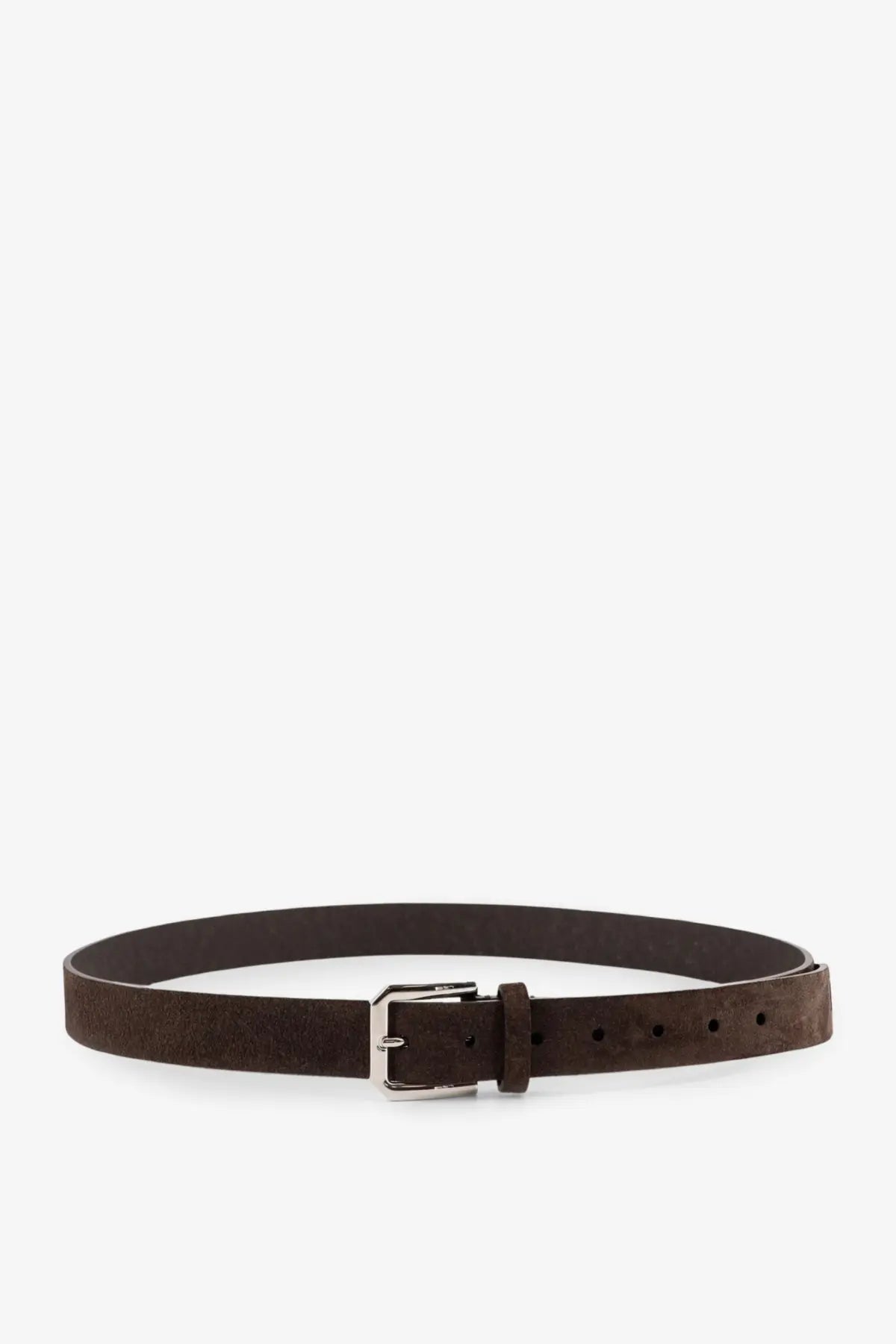 Brunello Cucinelli mens suede belt AFRICA with silver buckle