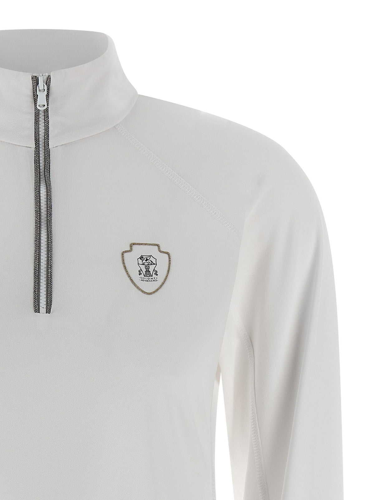 Brunello Cucinelli Precious Half Zip Sweater White, view 3
