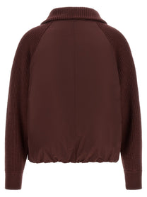 Brunello Cucinelli Shiny Zipper Pull Down Jacket Red, view 2