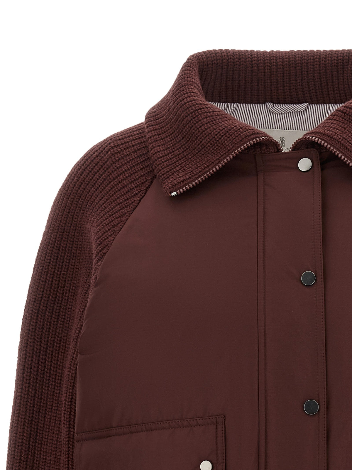 Brunello Cucinelli Shiny Zipper Pull Down Jacket Red, view 3