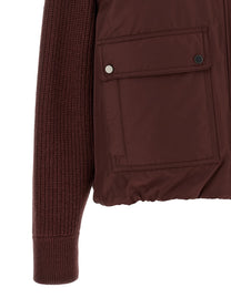 Brunello Cucinelli Shiny Zipper Pull Down Jacket Red, view 4