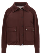 Brunello Cucinelli Shiny Zipper Pull Down Jacket Red