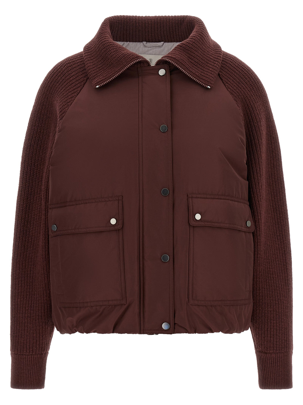 Brunello Cucinelli Shiny Zipper Pull Down Jacket Red