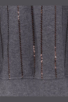 Brunello Cucinelli Women's Dazzling Chalk Stripe Embroidery Cotton Sweatshirt Piombo, view 3