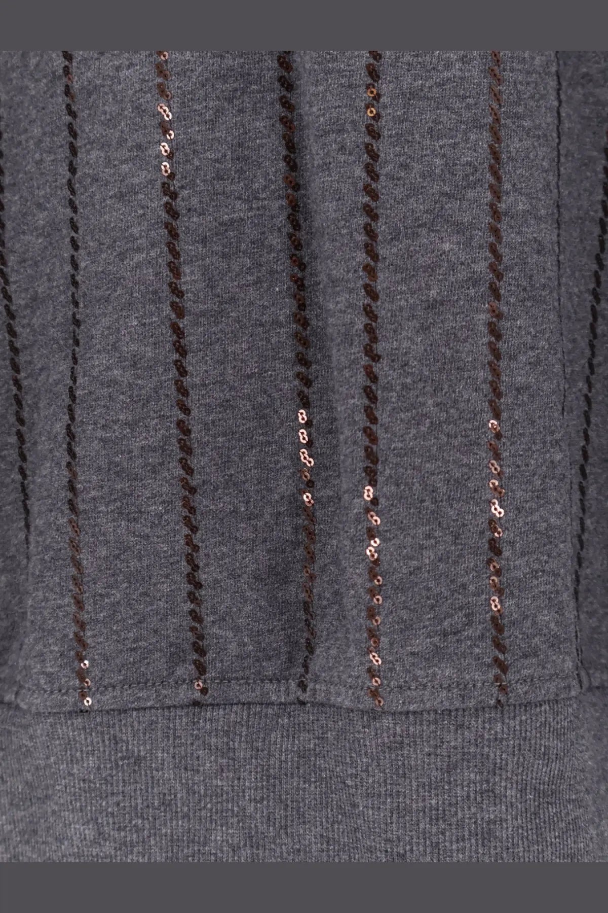 Brunello Cucinelli Women's Dazzling Chalk Stripe Embroidery Cotton Sweatshirt Piombo, view 3